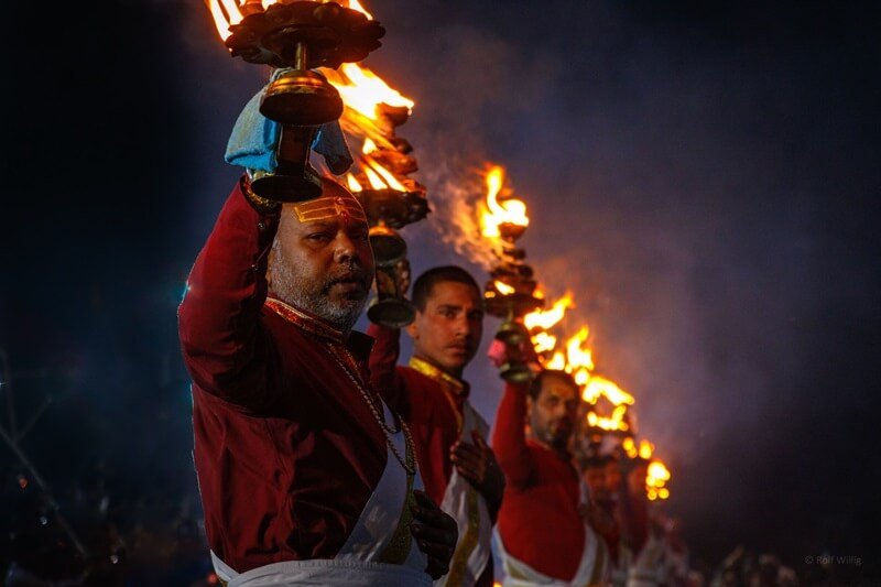 Fire Ceremony by the Ganges